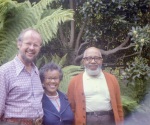 Arthur Dahl, Adrienne and William Reeves, Dahls' Pebble Beach, July 1973