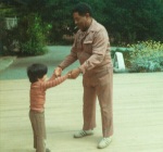 Dizzie Gillespie on Dahls' deck, Pebble Beach, fall 1974