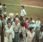 Hands of the Cause Paul Haney (left) and Enoch Olings (right), International Teaching Conference in Mérida, Mexico February 1977