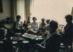 l-r: Pat Seldner?, Manijeh Khamsi, Joyce Dahl,  Goldie Van Way?, Kathy Leach, Marilyn Von Berg, ?, Khamsi home, 1987?
