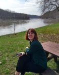 At our Airbnb cabin on the Allegheny River enroute to Kenyon College, April