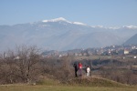 A walk near Krupnik with the Pirin mountains as backdrop, January
