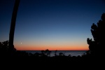 The sunset and new moon viewed from our rental house, Pebble Beach, August