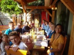 Family meal at a restaurant in Hluboká, June