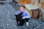 Joyce with our dog Blackie, Krupnik, May