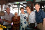 Celebrating Baba's 80th birthday with relatives in a restaurant near Blagoevgrad, July