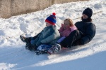 Sledding in a street near our home in Krupnik with our friend Tsvetomir who was visiting from the States, January