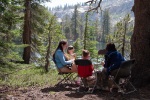 Playing cards at May Lake, in the high country of Yosemite, July