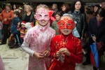 The girls attending the Mayor’s Masked Ball wearing masks they had made to match their Chinese dresses, December
