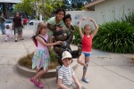 With Greg’s granddaughters Cami and Mica at the Dennis-the-Menace park, Monterey, California, July