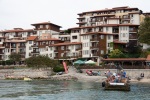 Our apartment complex in Vlas viewed from the sea, August