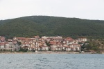 Our apartment complex in Vlas viewed from the sea, August