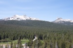 The view from Lembert Dome in Tuolumne Meadows, with Cathedral Peaks in the distance