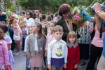 The twins attending the opening ceremonies of their first grade class, Blagoevgrad, September