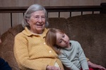 With Grandma Joyce in her living room, Carmel, January 2004