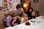 Celebrating Mina's fourth birthday at home, 21 March. Greg's father Arthur and his wife Betsy joined us.