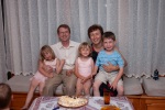 Celebrating Greg's birthday with relatives in our apartment in Blagoevgrad, 29 June
