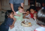 Mina's FIRST birthday, March 21, 2001, with friends in Tana