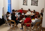 A Bahá’í study circle in our living room, Hluboká, February