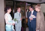 At the entrance to NDK, greeting the World Bank Representative John Wilton and his wife