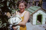 Joyce with rabbit, Palo Alto, 9/52
