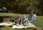 Joyce with Keith and Arthur in Palo Alto park, 6/43