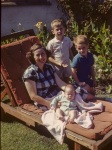 Joyce, Keith, Arthur and Roger in garden, 9/46