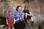 Joyce, K&A by colored rocks, Inverness, 4/5/1947