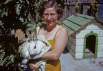 Joyce with bunny, Palo Alto, 9/52