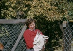 Joyce with rabbit, Palo Alto, 10/53