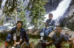 Joyce and Arthur and Greg, trail to Glen Aulin, Yosemite, 8/58