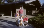 Joyce and boys with dog Becky in front of our house in Pebble Beach, 4/59