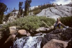 Greg at waterfall, Vogelsang, Yosemite, 8/13/1959