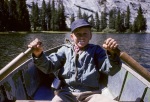 Greg in boat on Merced Lake, Yosemite, 8/16/1959
