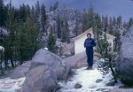 Joyce, Sunrise High Sierra Camp with snow, 8/1/1961
