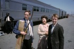 Joyce w Roger & Greg leaving for VVS by train, 9/63