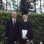 Roger with Dad, Lews & Clark Commencement, 6/68