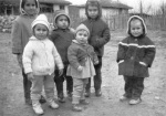 Emi and Georgi with cousins: Left to right front - Emi, Tanya and Hristina; back - Kirilka, Georgi and Minka, c. 1963