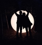 Emi and Greg at a light show in a park in Sofia, Sept. 2022