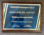 Gregory's Student of the Year award, June 2017