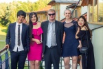 Mina with classmates Anis, Diana and Yena and teacher Robert Setchell at Gregory's graduation, June 2017
