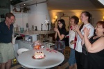 Celebrating Arthur's birthday in the Sofia home of our friends Nina and Devina, 13 August