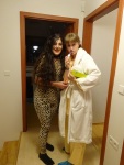 Mina and her friend Diana leaving for a costume party, 4 November
