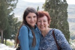 Emi with one of our Bulgarian friends, Lindos, 3 April