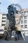 At the revolving statue of Franz Kafka, Prague, 22 May