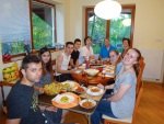 Dinner at home in Hluboká with our visitors from Bulgaria, 22 May