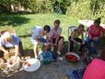 Making pendjur in the back yard of our house in Krupnik, 14 August