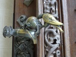 The handle of the main entrance door of the Hluboká castle, 22 August
