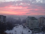 Wintry sunset back at our apartment in Sofia, 15 January
