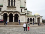 Mica, Carrie and Cami in front of the Alexander Nevski Cathedral, Sofia, 1 April